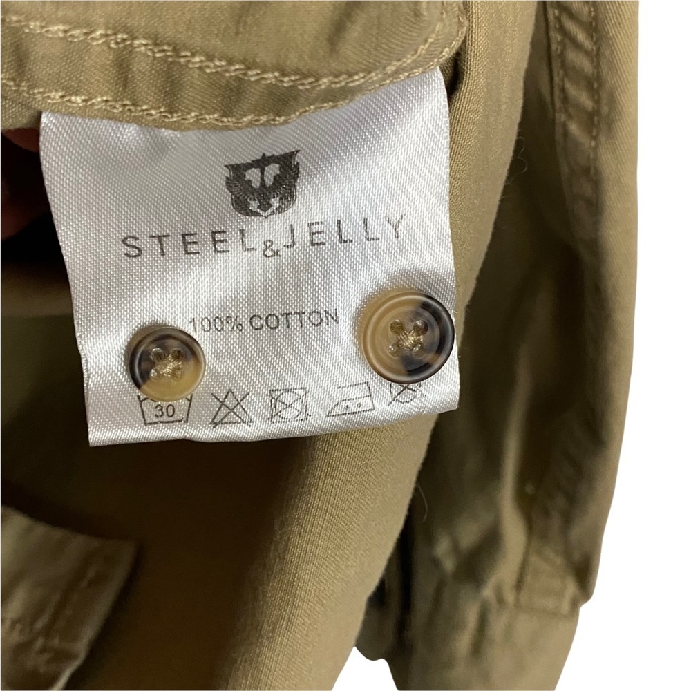 Steel & Jelly Men's Tan Button Down Khaki Shirt - Picture 7 of 11